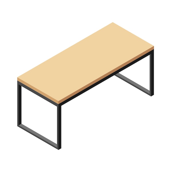Vector isometric illustration of a writing or computer desk in a modern style