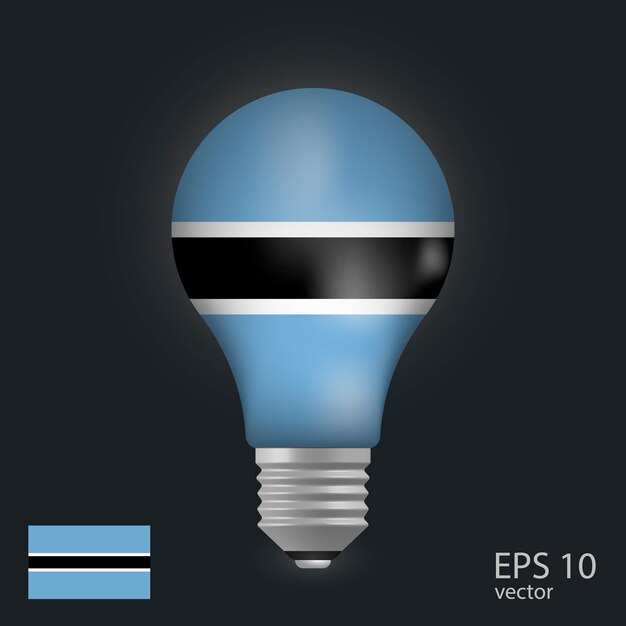 vector light bulb with flag of botswana 3d rendering isolated on gray background