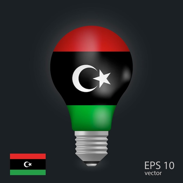 vector light bulb with flag of libya 3d rendering isolated on gray background