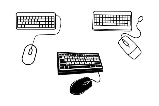 Vector Line Art of Three Keyboards set illustration
