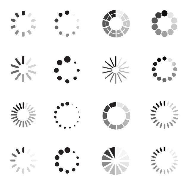 Vector loading icons set on white background