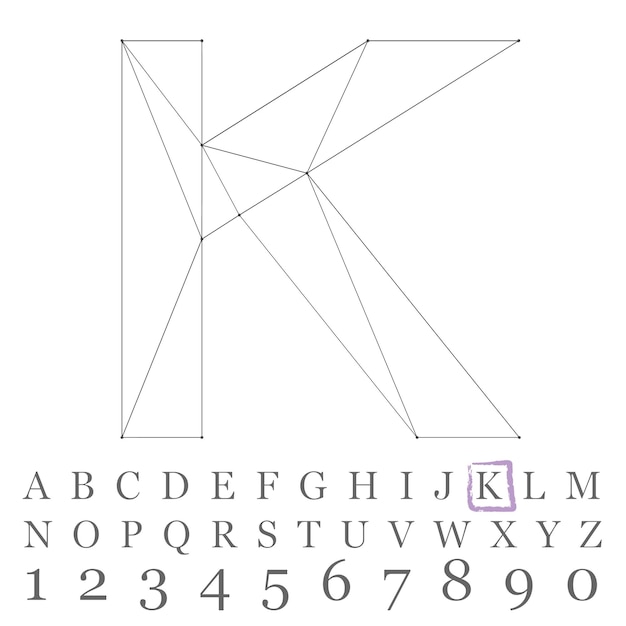vector low poly numbers font. polygon number alphabet. vector illustration.