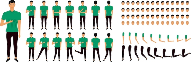 vector male character model sheet with walk cycle animation sequence