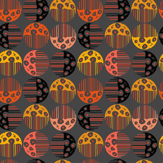 Vector modern seamless background with colorful hand drawn abstract round elements doodles