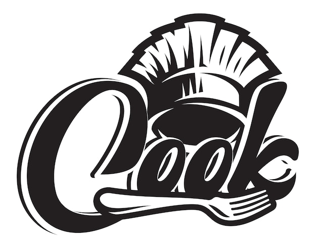 vector monochrome template for a menu with a chef s hat fork