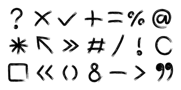 Vector multiplication and cross ink brush stroke icon punctuation X vector grunge and symbol plus