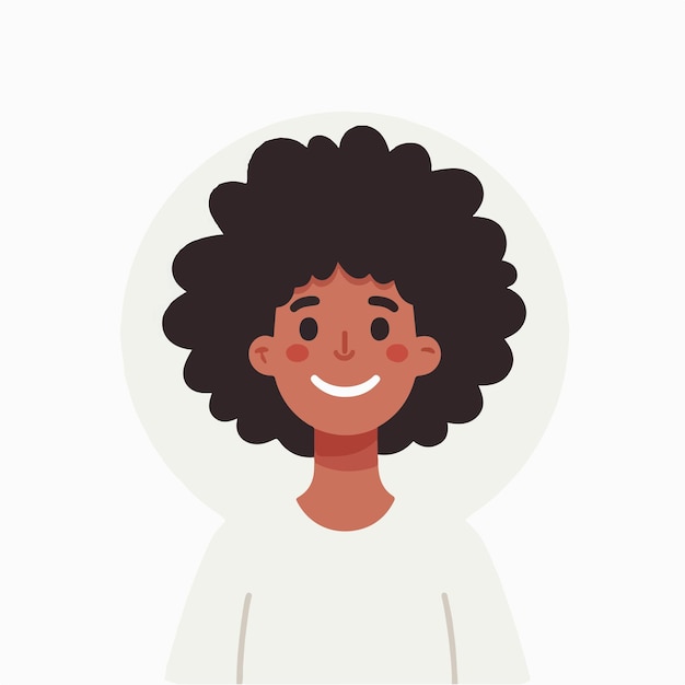 vector of a cheerful curly haired person with a simple and minimalist flat design style