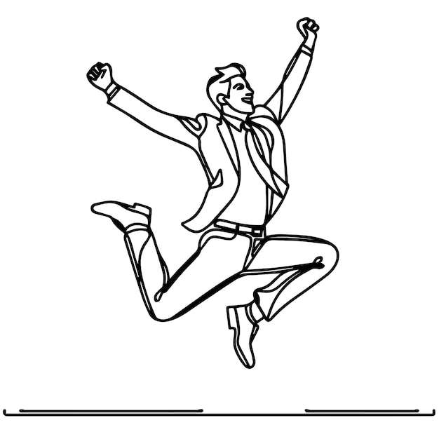 vector of businessman jumping in continuous line style
