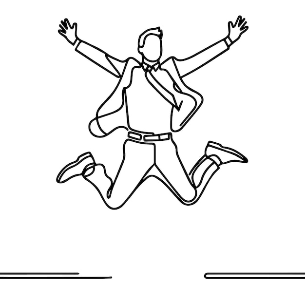 vector of businessman jumping in continuous line style