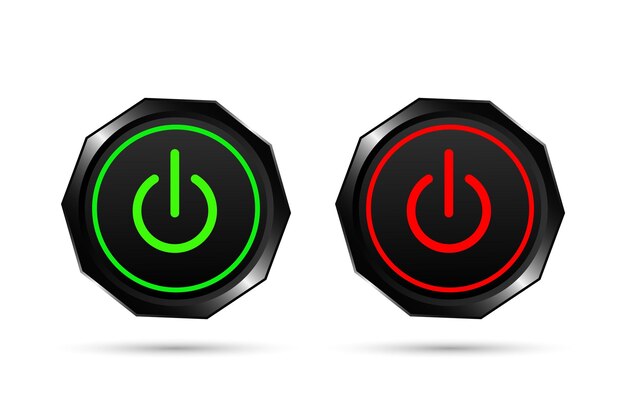 vector on off push red and green button