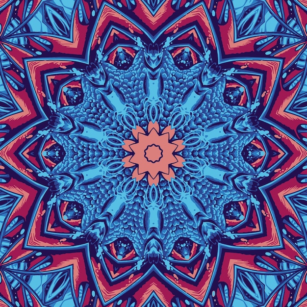 Vector ornate pattern with oriental blue ornamental floral elements