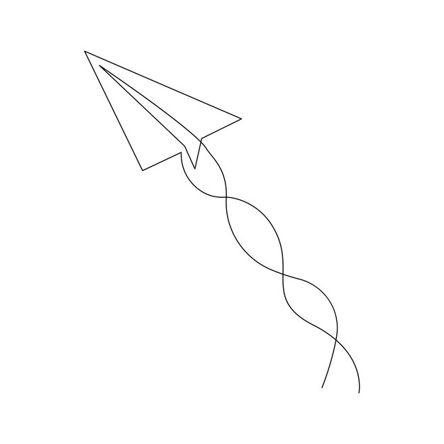 Vector paper plane one line art illustration startup and freedom editable stroke design minimal