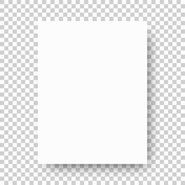Vector paper template with shadows on a transparent background