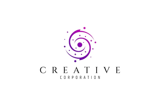 Vector purple logo in which abstract image of outer space galaxy