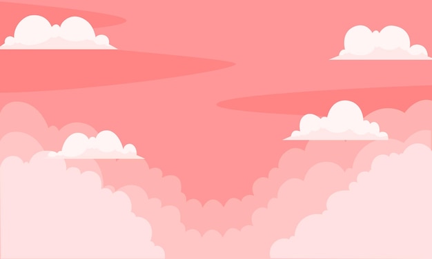 vector red color sky background with clouds design