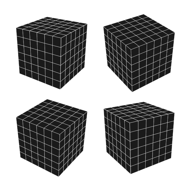 vector retro futuristic design elements 3D cube Retro graphics set  80s design trends and vintage