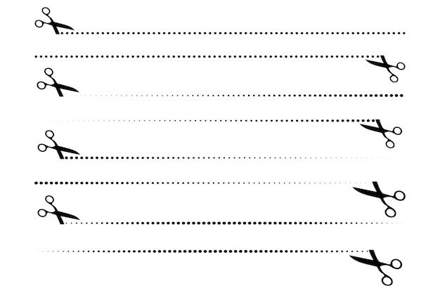 vector scissors icon dotted lines with scissors symbols cutting line with scissors