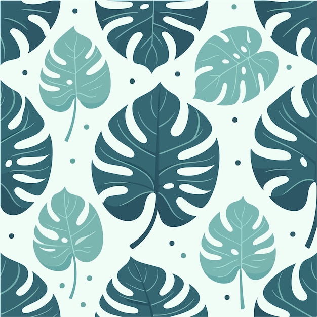 Vector seamless monstera leaf pattern with a simple and minimalist flat design