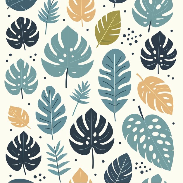 vector seamless monstera leaf pattern with a simple and minimalist flat design