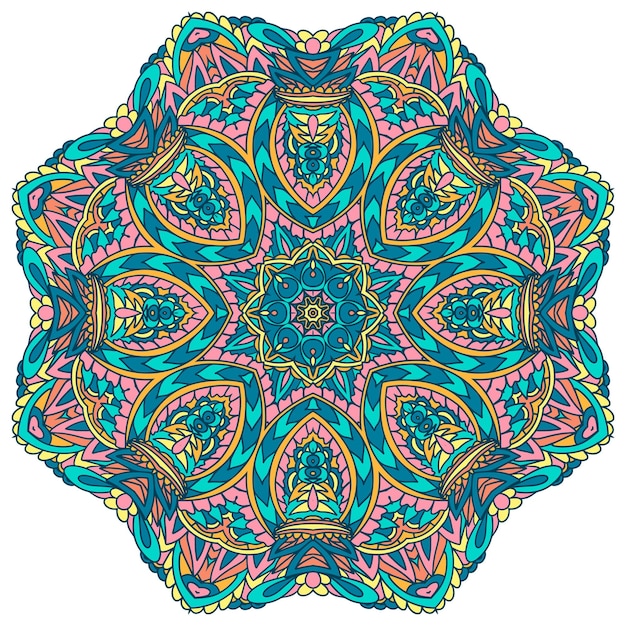 Vector seamless pattern ethnic tribal geometry psychedelic colorfu mandala trendy colors