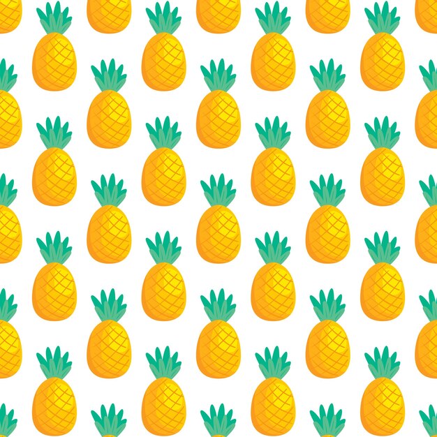 Vector seamless pattern with pineapples simple flat background