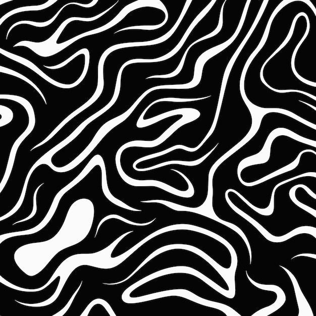 Vector Seamless Pattern with Wavy and Swirled Brush Strokes Bold Curved Lines and Squiggles Ornamen