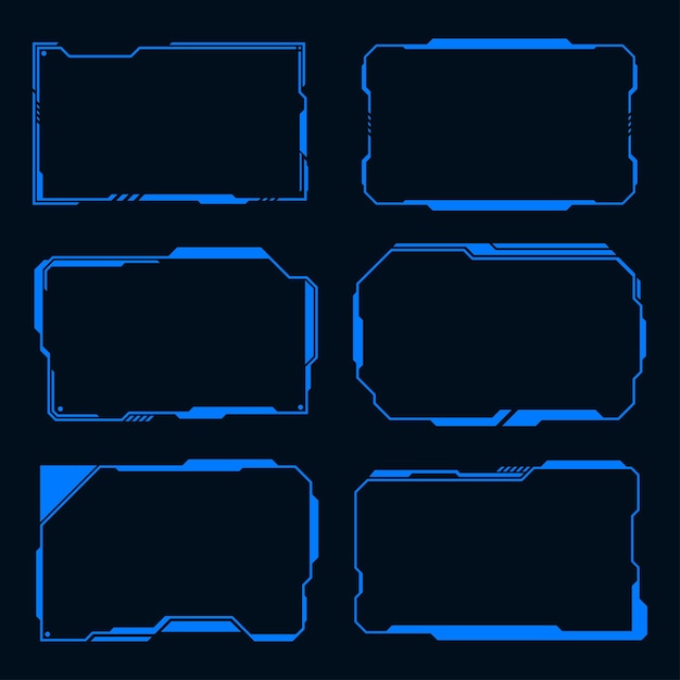 Vector set futuristic frame technology cyberpunk design element Technology element