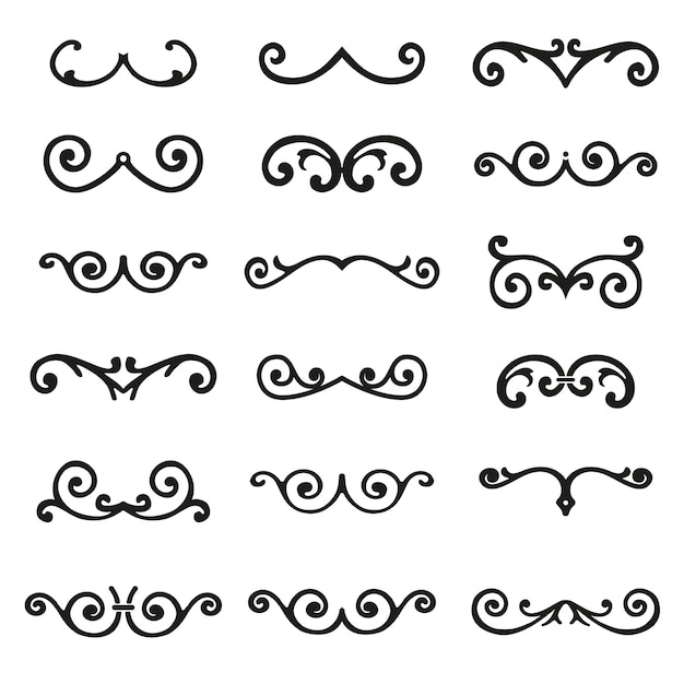 Vector set of calligraphic design elements and page decor