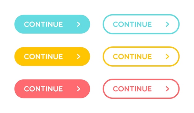 Vector Set of Continue Buttons
