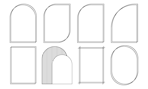 Vector set of geometric classic arch set in minimal style Simple design frames