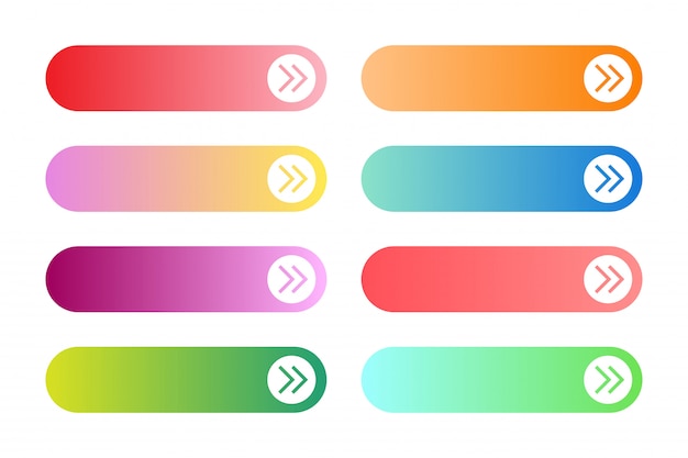 Vector set of modern gradient app or game buttons.