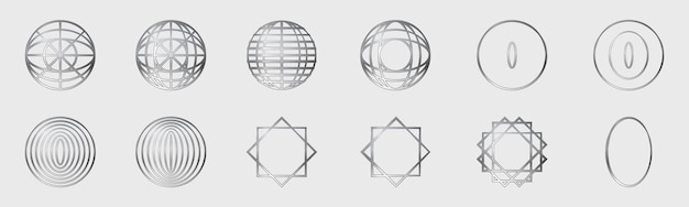 Vector set of Y2K Minimalist geometric elements ornaments for decoration
