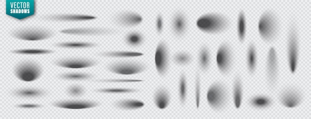 Vector shadows collection on transparent background Realistic shadow effect for design Vector