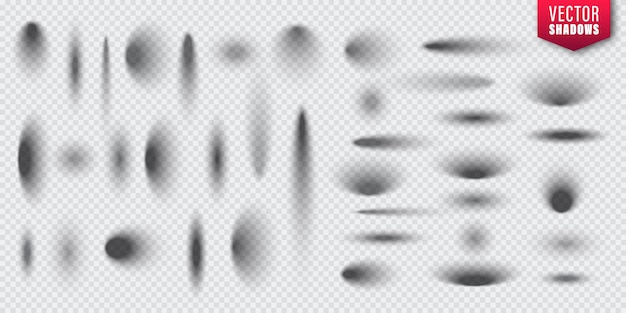 Vector shadows collection on transparent background Realistic shadow effect for design Vector