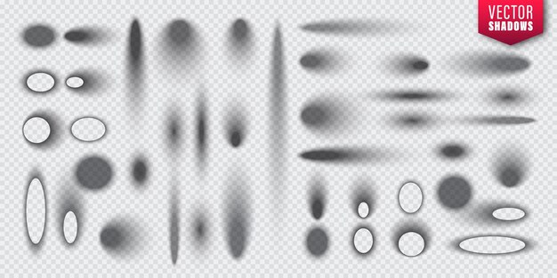 Vector shadows collection on transparent background Realistic shadow effect for design Vector