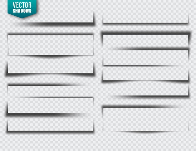 Vector shadows set page dividers on transparent background realistic isolated shadow vector