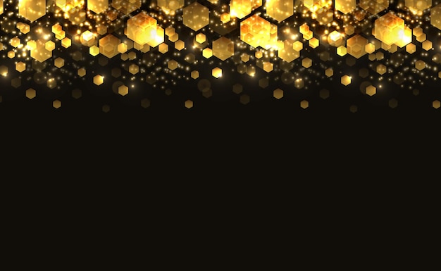 Vector shining gold background with glitter on a black background