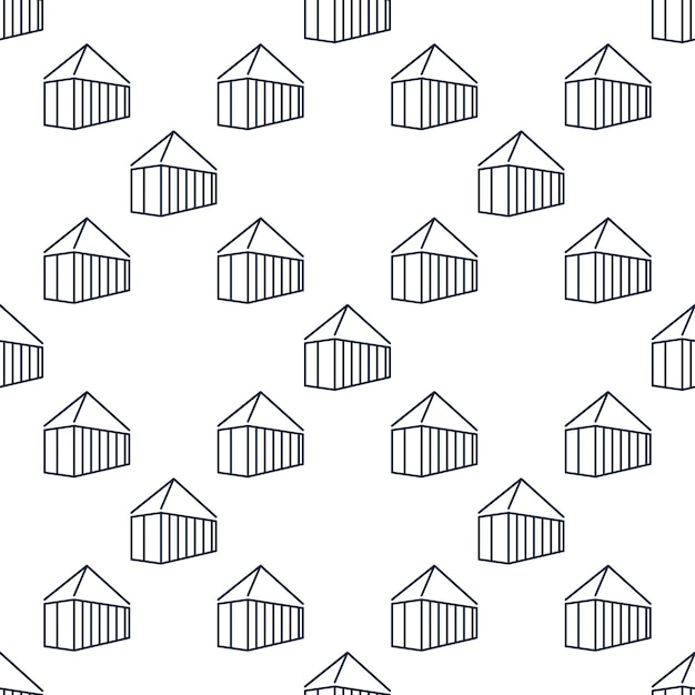 vector shipping container seamless pattern in line style