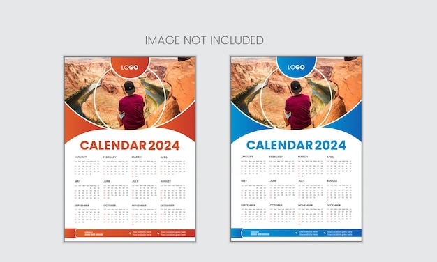 vector simple single page wall calendar of 2024 with gradient color