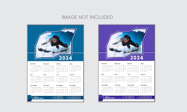 vector simple single page wall calendar of 2024 with gradient color