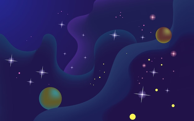 Vector space background Cute flat style template with Stars in Outer space