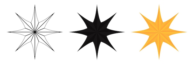 vector sparkling star in outline black and yellow gradient