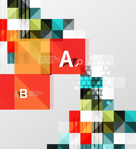Vector square elements on gray abstract background with infographics Vector template background for print workflow layout diagram number options or web design banner