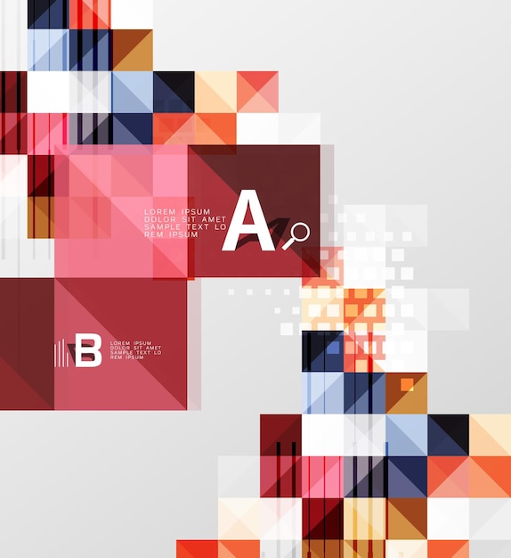 Vector square elements on gray abstract background with infographics Vector template background for print workflow layout diagram number options or web design banner