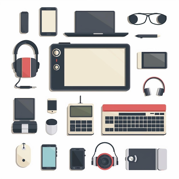 vector technology device illustration gadget digital set modern mobile design icon flat