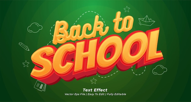 Vector text back to school text effect editable 3d text style