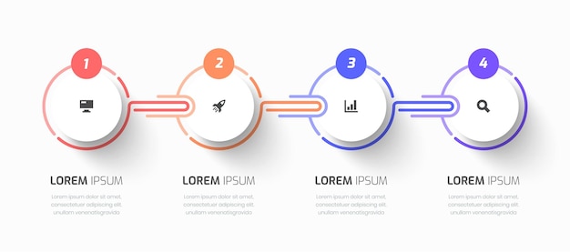 vector timeline infographic business with circle label line icon and 4 numbers for presentation