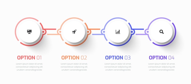 vector timeline infographic business with circle label line icon and 4 options for presentation
