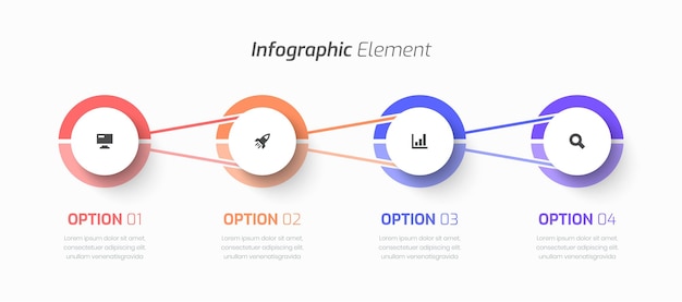 vector timeline infographic business with circle label line icon and 4 options for presentation
