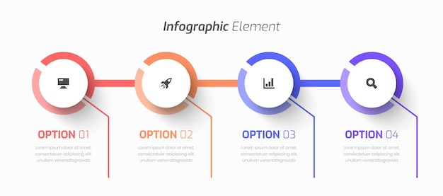 vector timeline infographic business with circle label line icon and 4 options for presentation